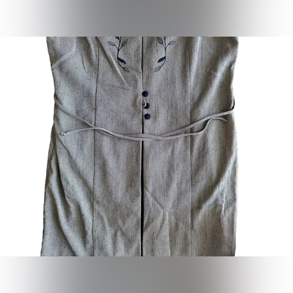 Vintage 80s Beige & Blue Layered Dress by Miss Dorby - Picture 4 of 8